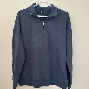 Blue Quarter-Zip Sweatshirt with Stand-Up Collar
